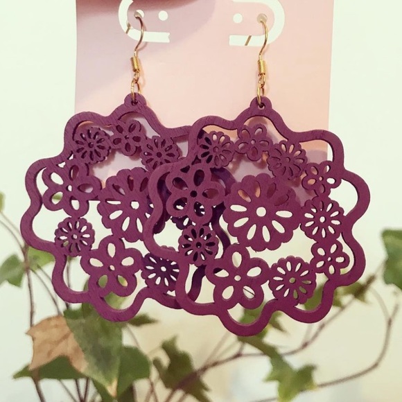 Purple Flower Mandala Earrings - Picture 1 of 1